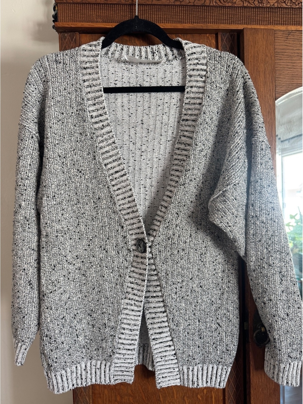 Cottage Vintage Brenda French Hand Loomed Marled Knit Single Button Cardigan